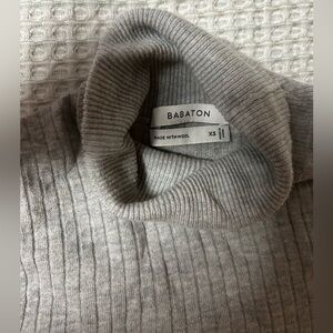 Babaton Light Gray Wool Knit Top